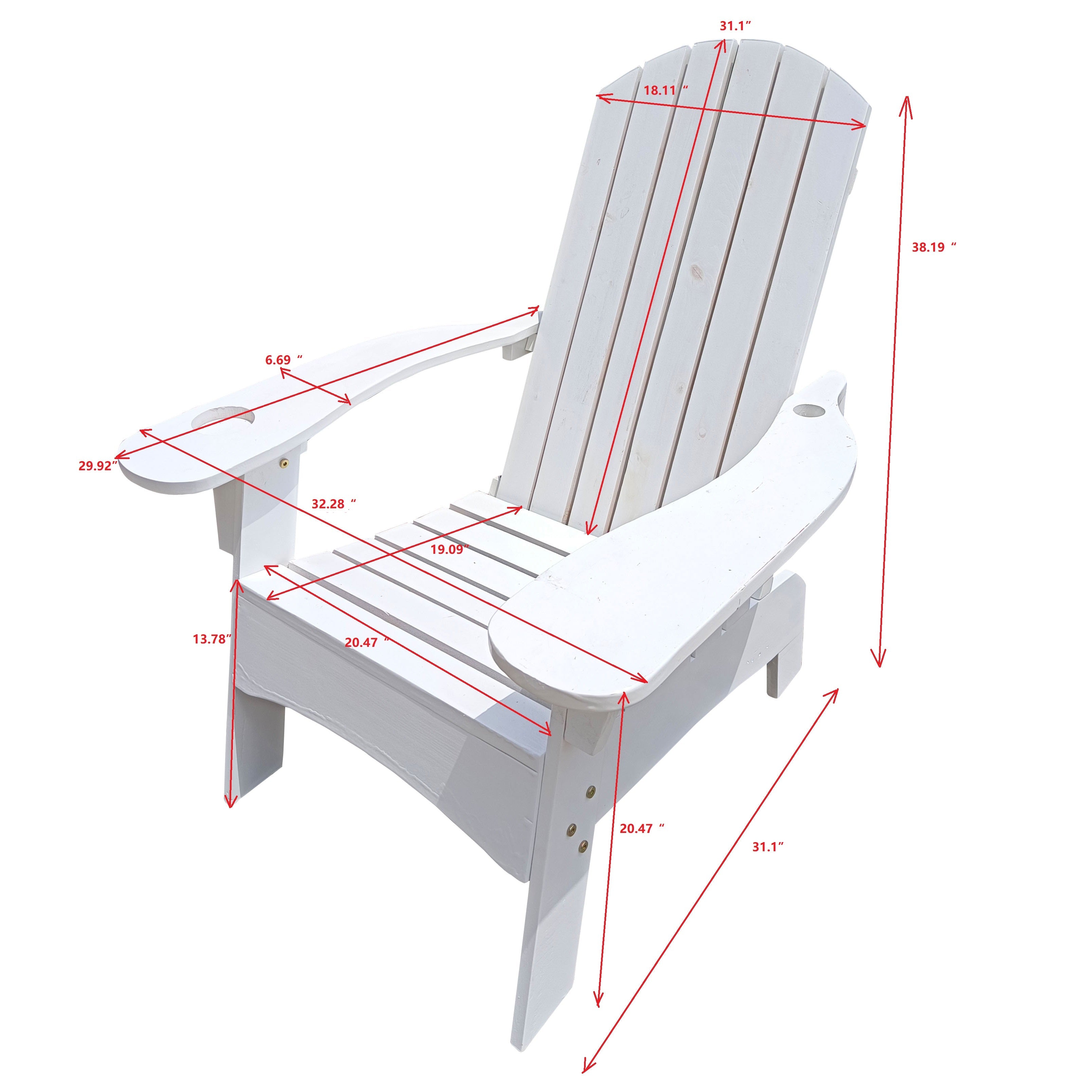 Wood Adirondack Chair with Umbrella Hole