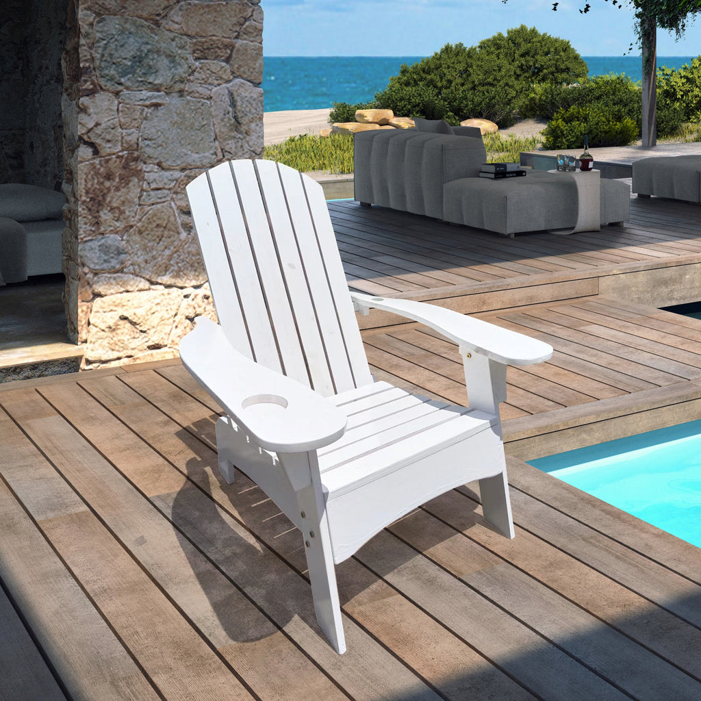 Wood Adirondack Chair with Umbrella Hole