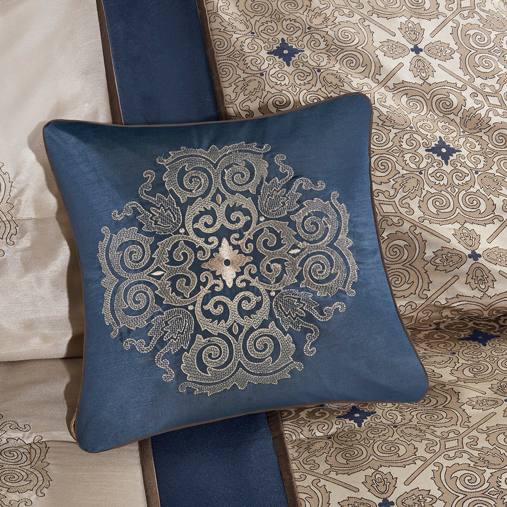 Cal King 7 Piece Jacquard Comforter Set with Throw Pillows