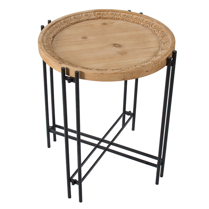 21.5" x 24" Round Side Table With Wood Top