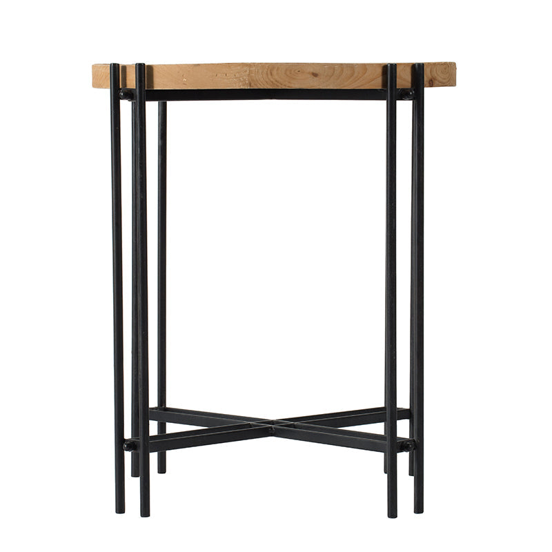 21.5" x 24" Round Side Table With Wood Top