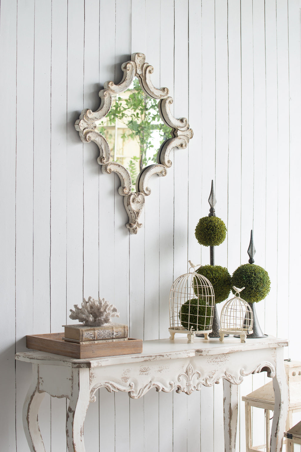 Slimline Whitewash Console Table