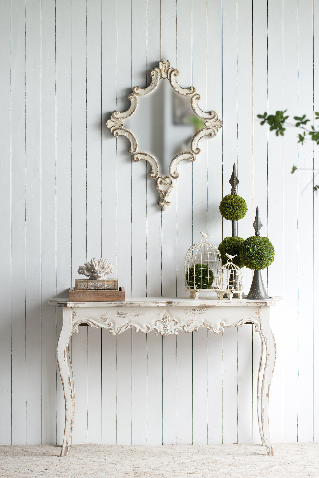 Slimline Whitewash Console Table