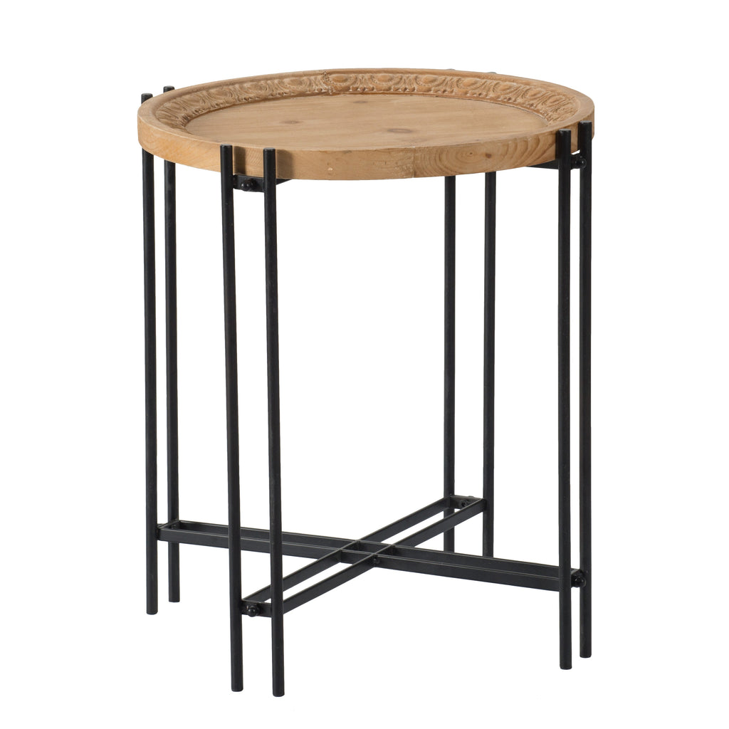 21.5" x 24" Round Side Table With Wood Top