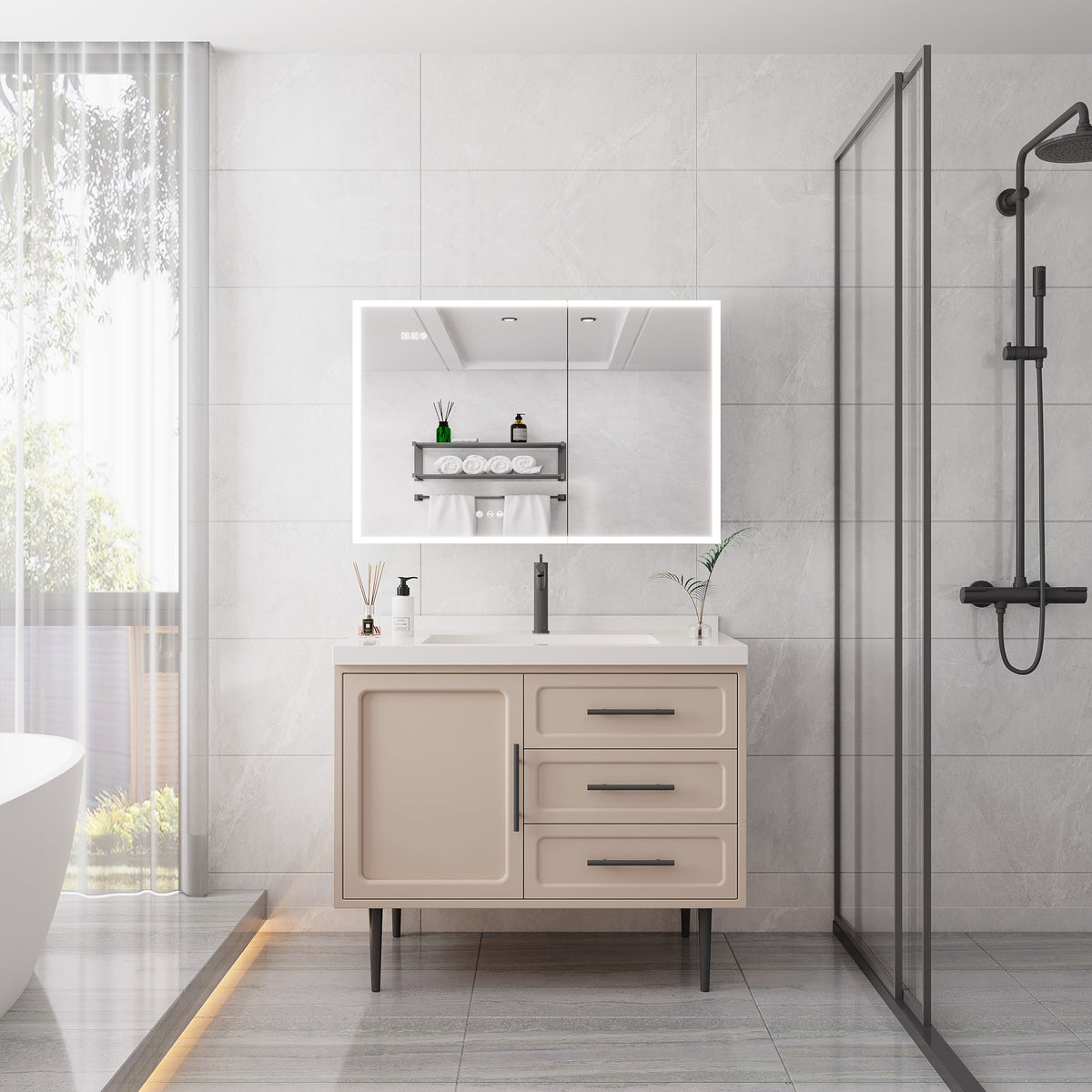 LED Medicine Cabinet with Mirror and Lights