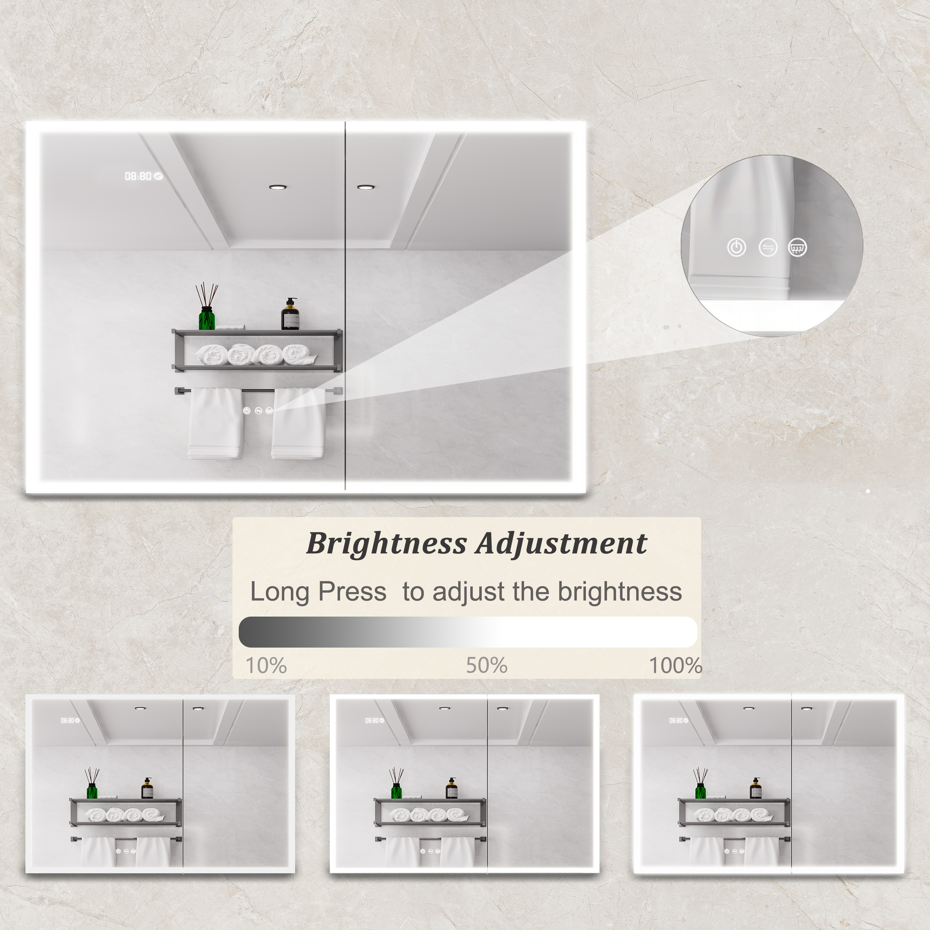 LED Medicine Cabinet with Mirror and Lights