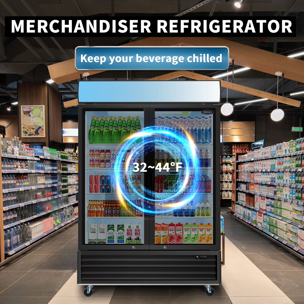 Orikool Glass Door Merchandiser Refrigerator 44.7 Cu.ft