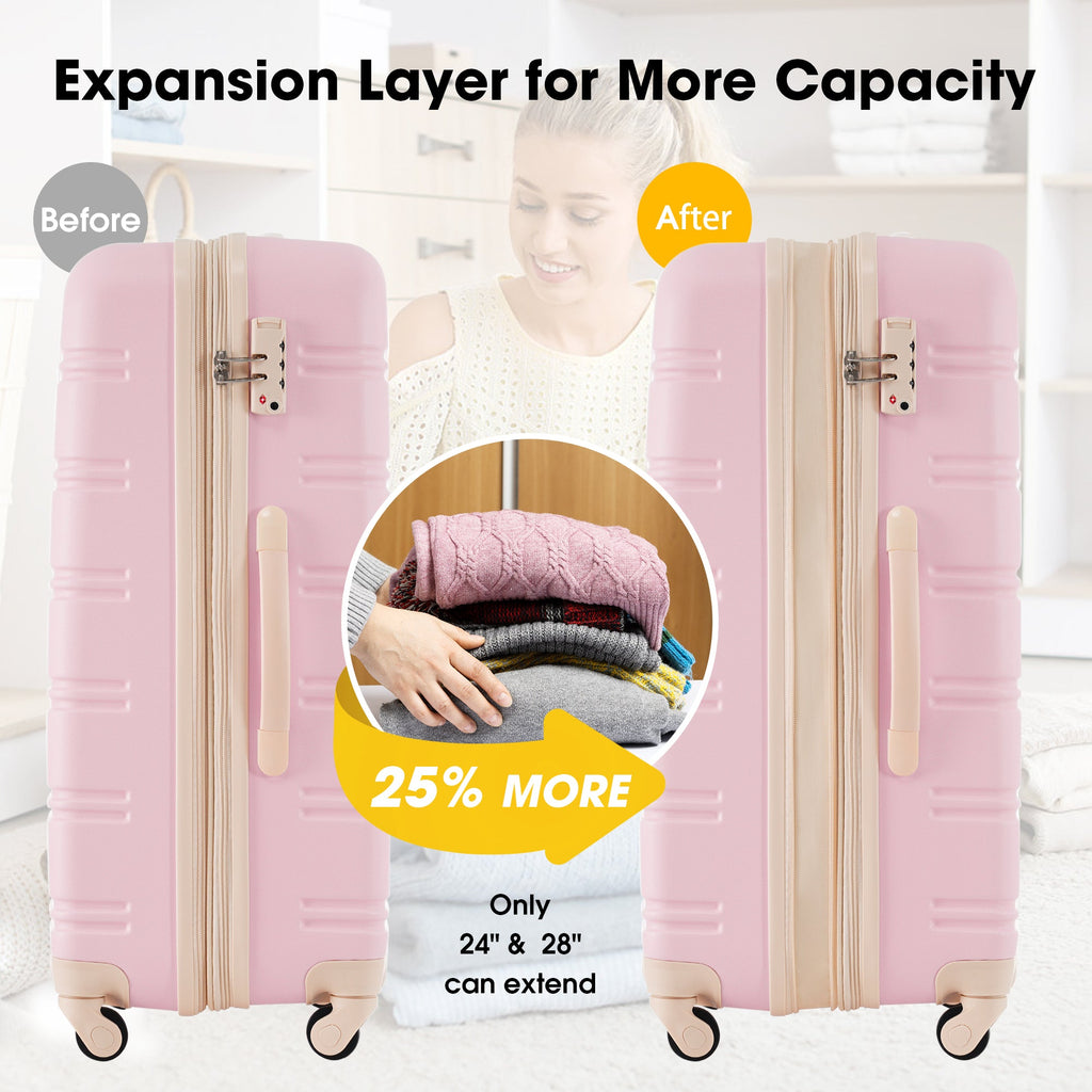 3 Piece Luggage Set Hardside Spinner Suitcase