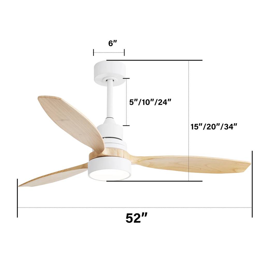 52 Inch Ceiling Fan Light With 6 Speed Remote Control
