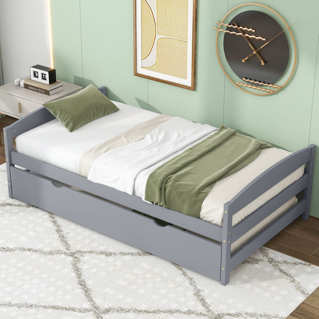 Twin Size Platform Bed with Twin Size Trundle