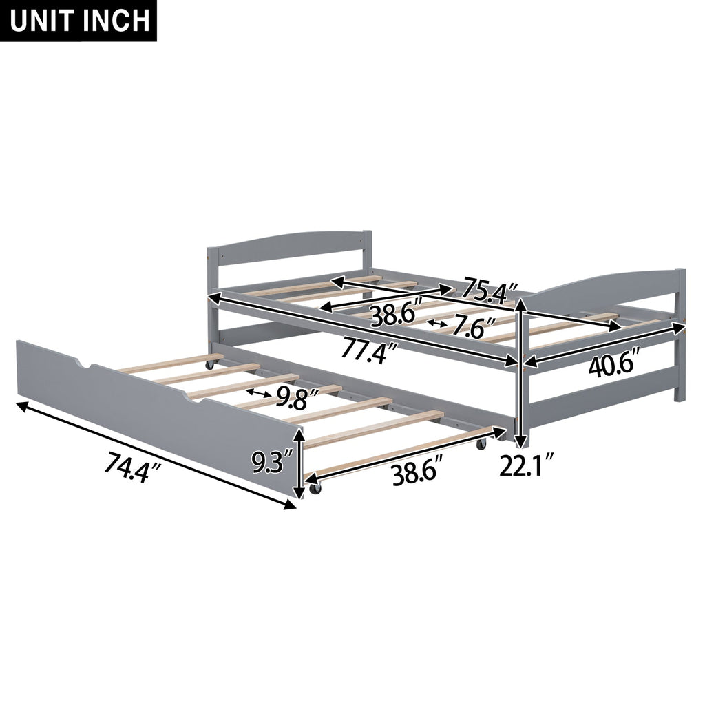 Twin Size Platform Bed with Twin Size Trundle