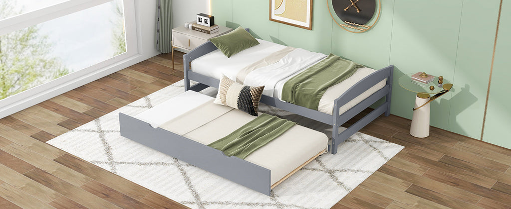 Twin Size Platform Bed with Twin Size Trundle