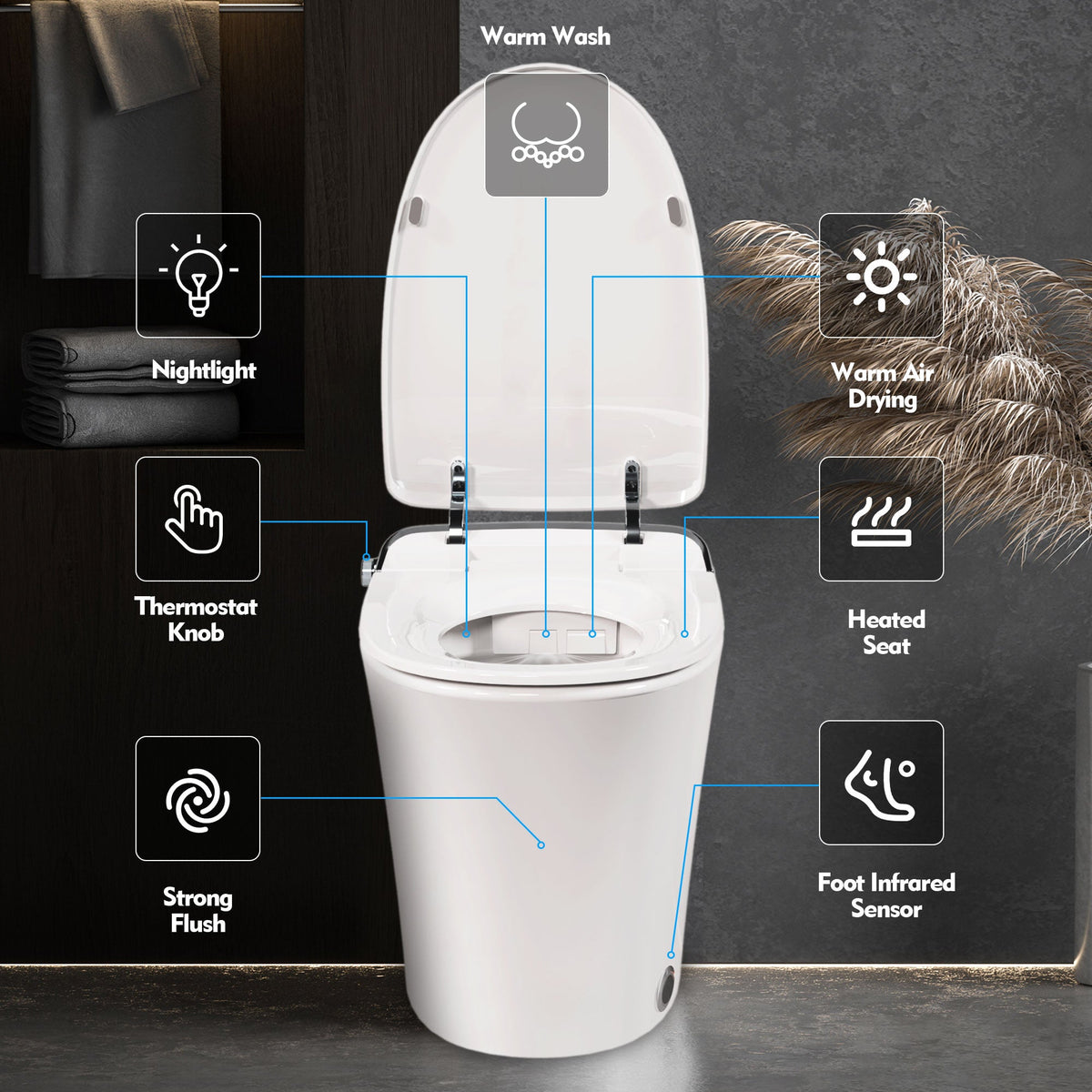 Luxury Smart Toilet with Dryer and Heated Seat