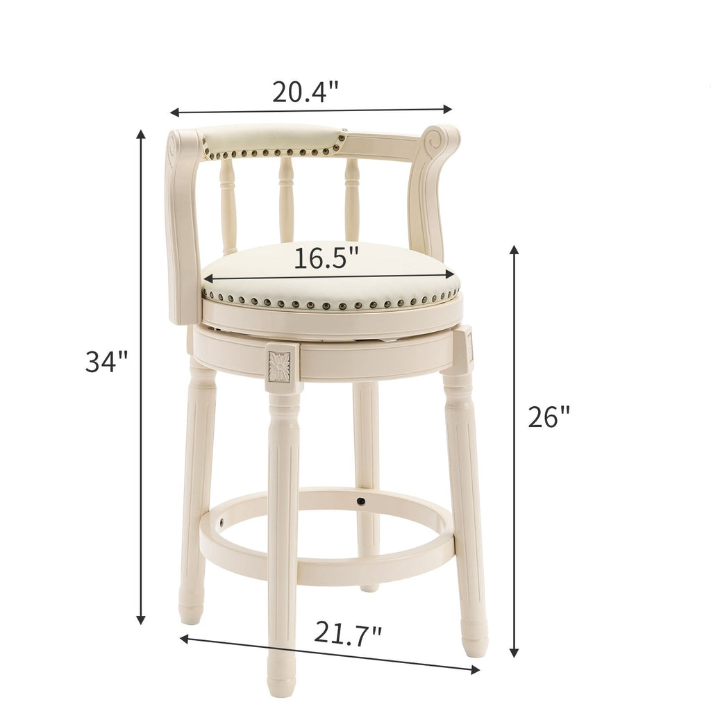 Leather Wooden Bar Stools - 26'' Seat Height