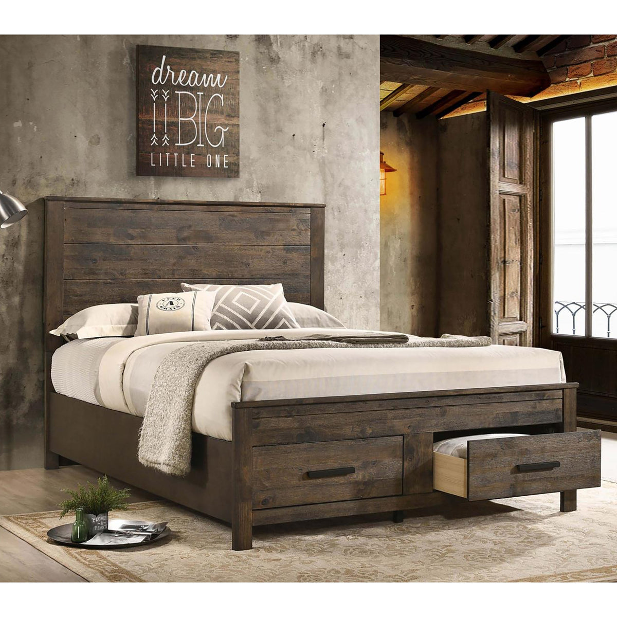Rustic Golden Storage Bed