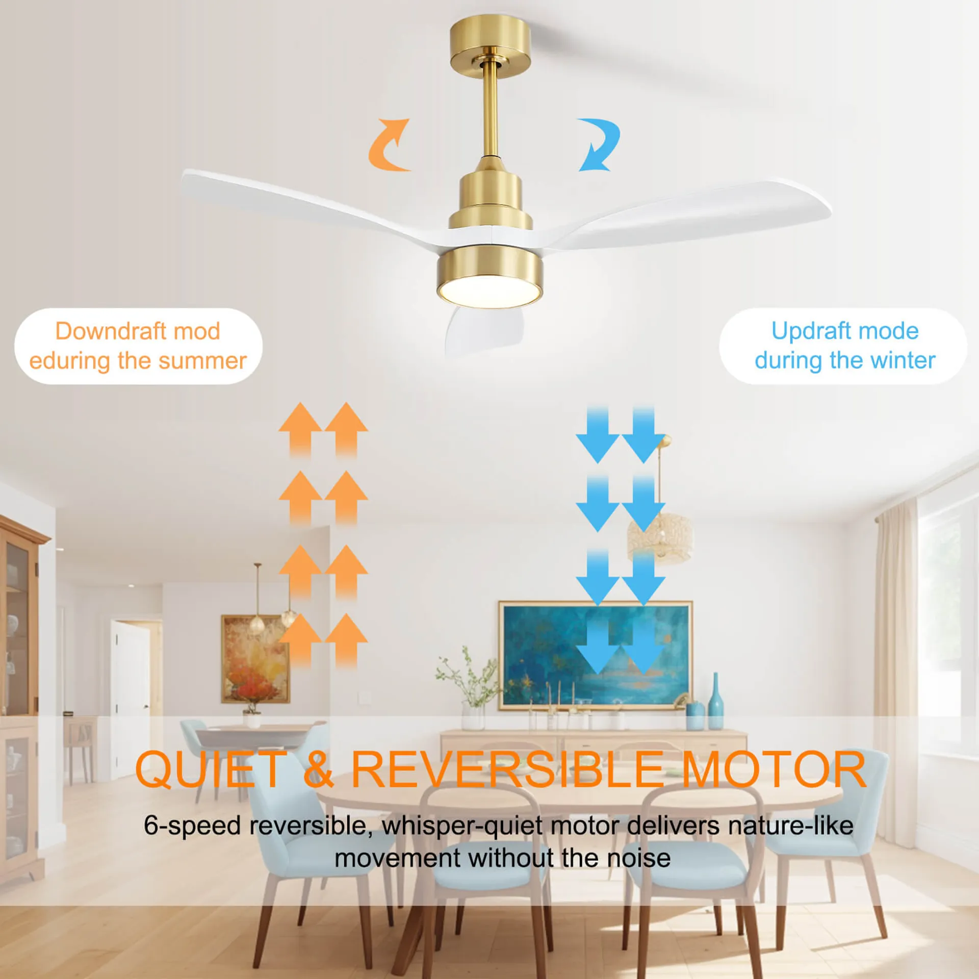 48 Inch Modern Ceiling Fan with Lights