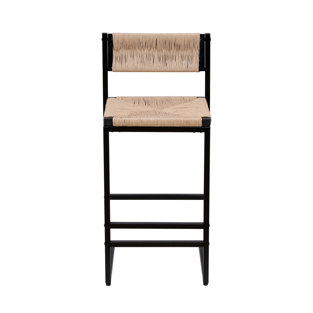 Honey Bar Stools Set of 2 - Paper Rope Weave Dining Chairs