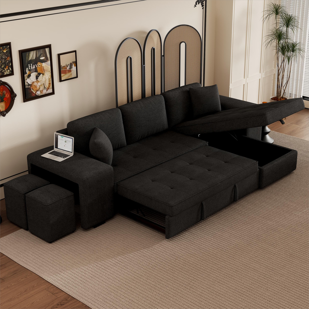 104.5" Modern L-Shape 3 Seat Reversible Sectional Couch