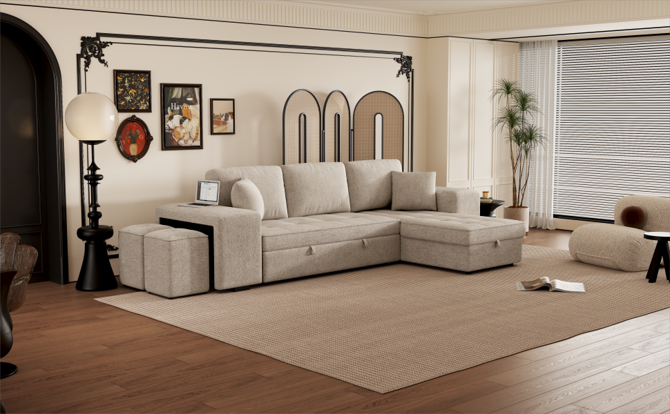 104.5" Modern L-Shape 3 Seat Reversible Sectional Couch