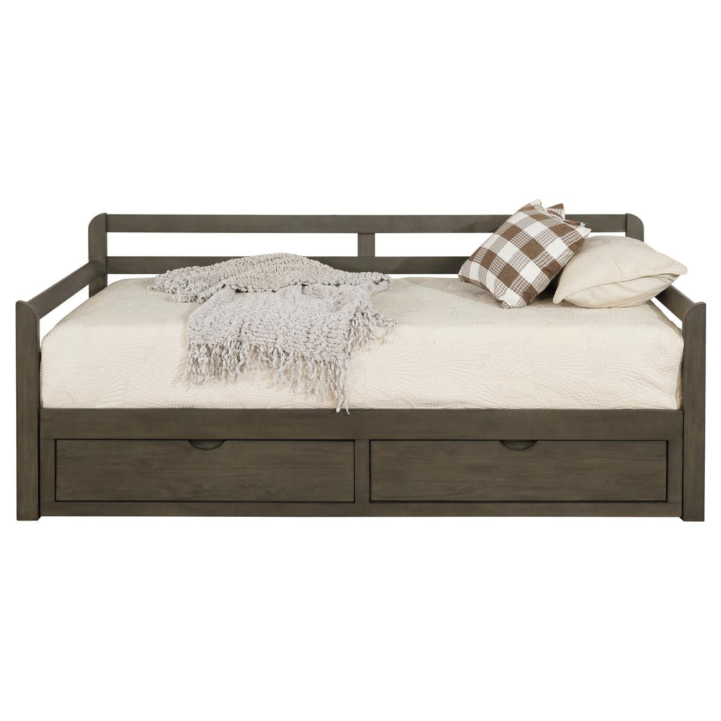 Grey 2-Drawer Daybed with Extension Trundle