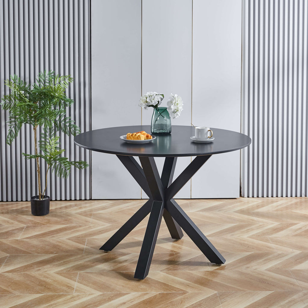 42.1" Black Mid-Century Dining Table for 4-6 People
