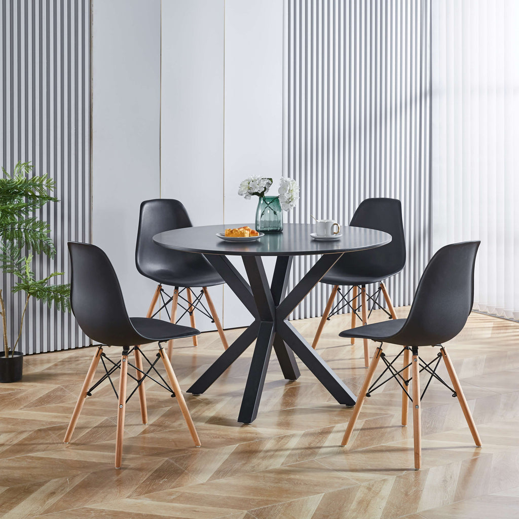 42.1" Black Mid-Century Dining Table for 4-6 People