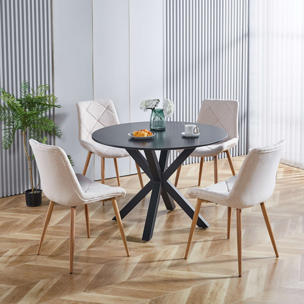 42.1" Black Mid-Century Dining Table for 4-6 People