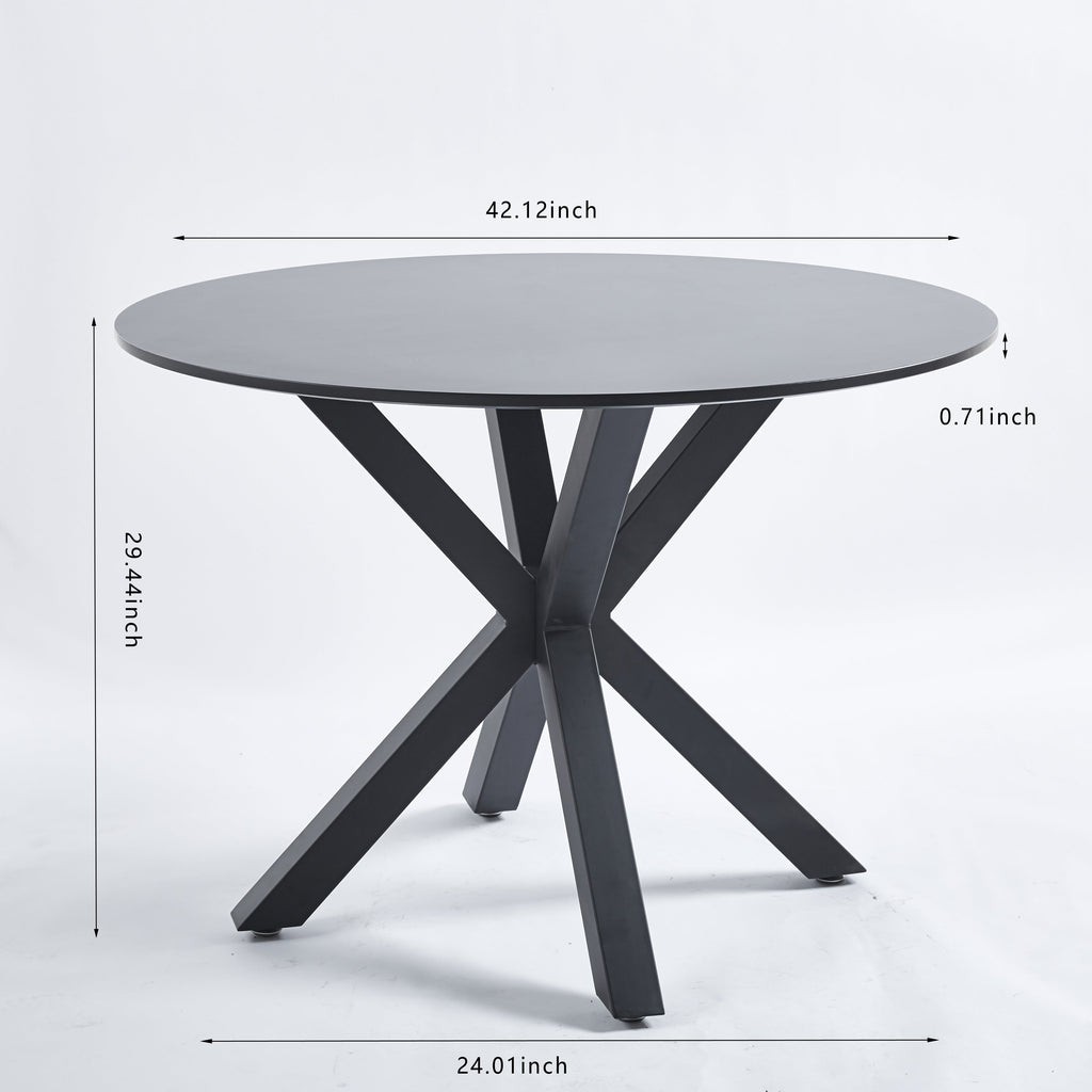 42.1" Black Mid-Century Dining Table for 4-6 People