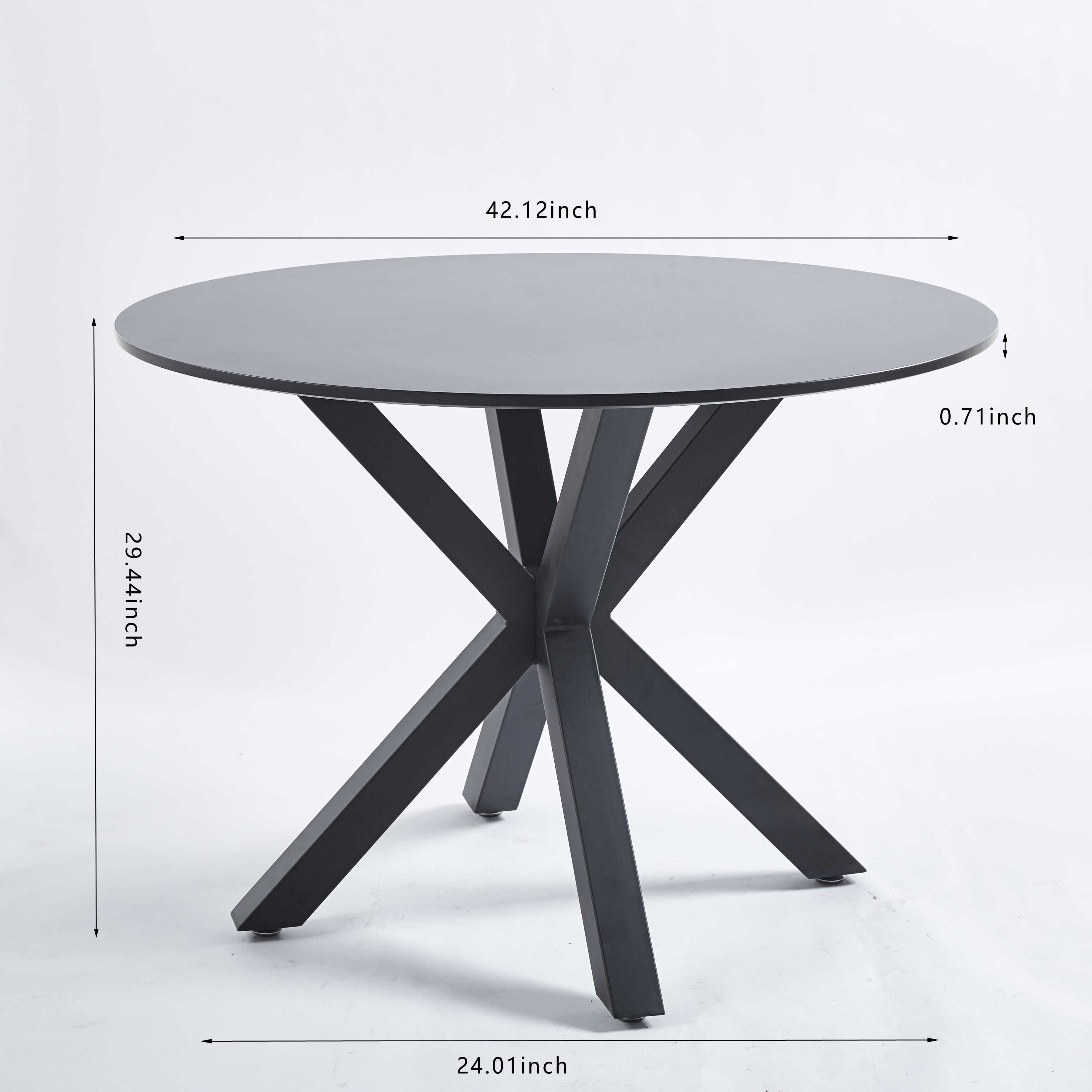 42.1" Black Mid-Century Dining Table for 4-6 People