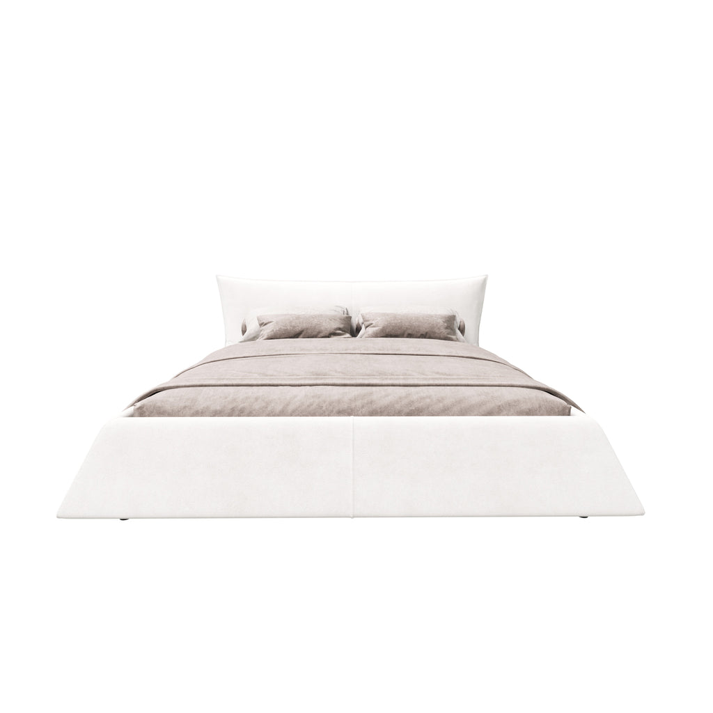 Queen Size Upholstered Platform Bed with Velvet Headboard