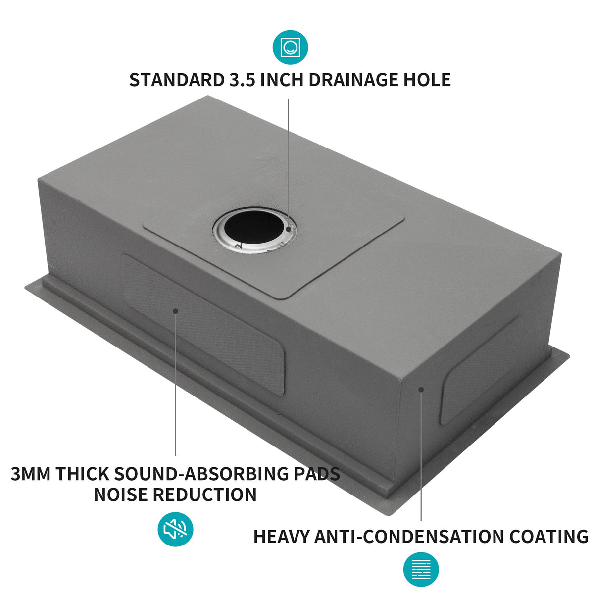 30" Undermount Kitchen Sink - 16 Gauge Stainless Steel