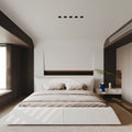 Queen Size Upholstered Platform Bed with Velvet Headboard