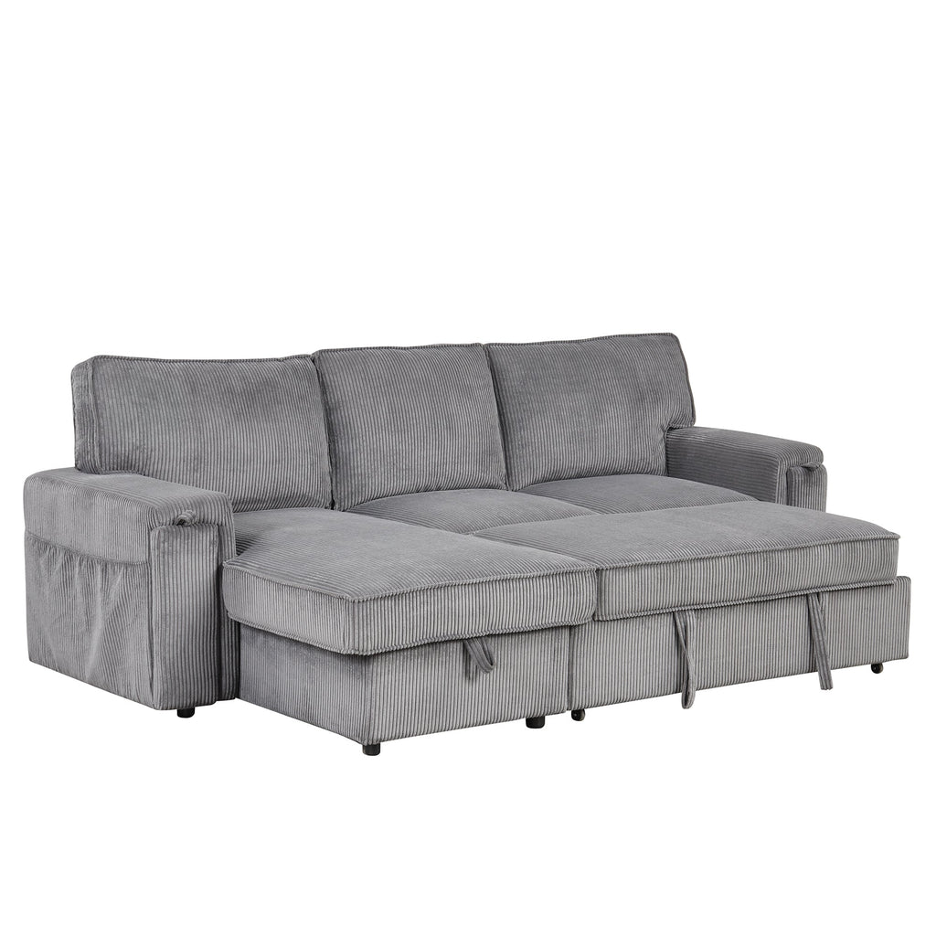 U_STYLE Upholstery Sleeper Sectional Sofa
