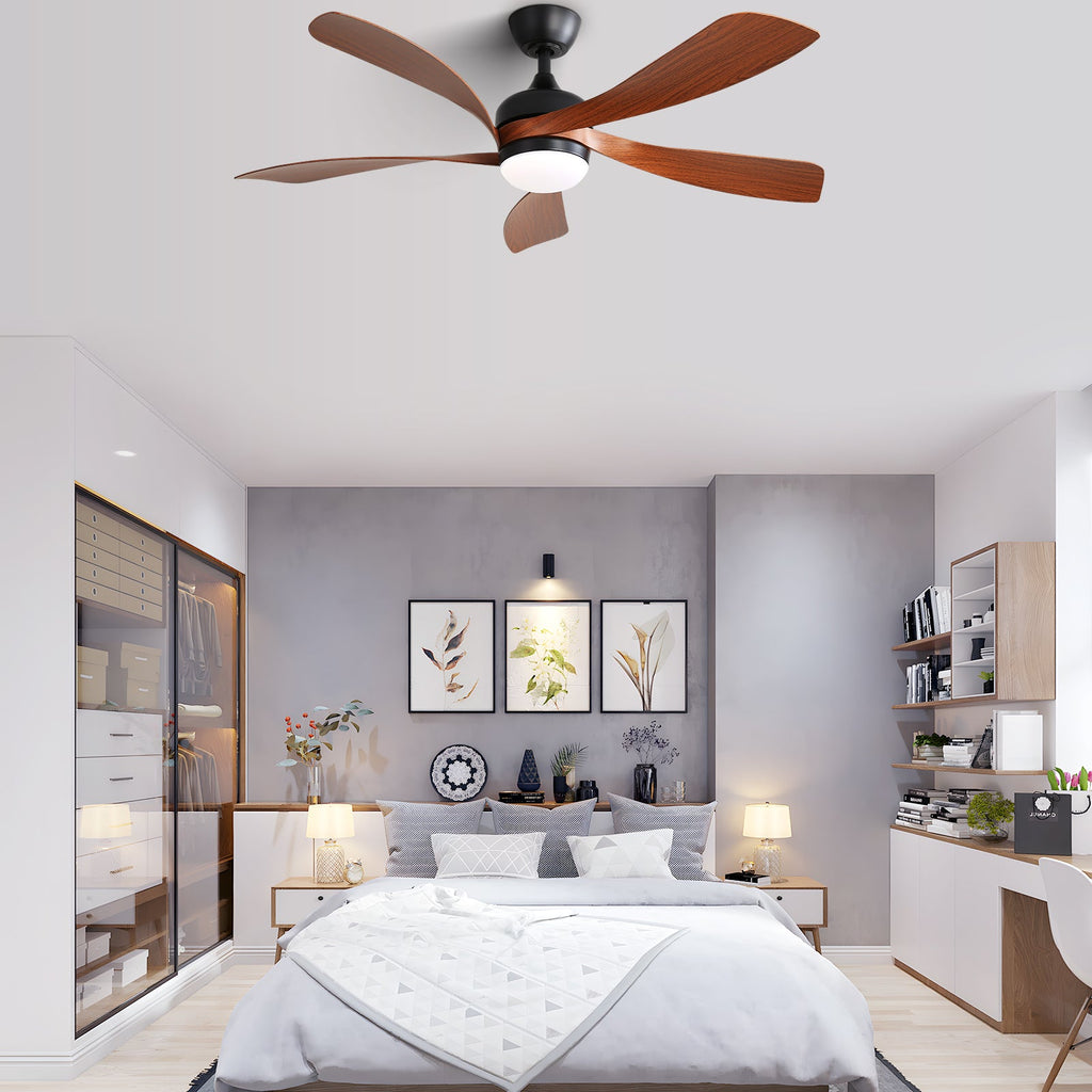 52 Inch Indoor Ceiling Fan With 3 Color Dimmable 5 ABS Blades Remote Control Reversible DC Motor