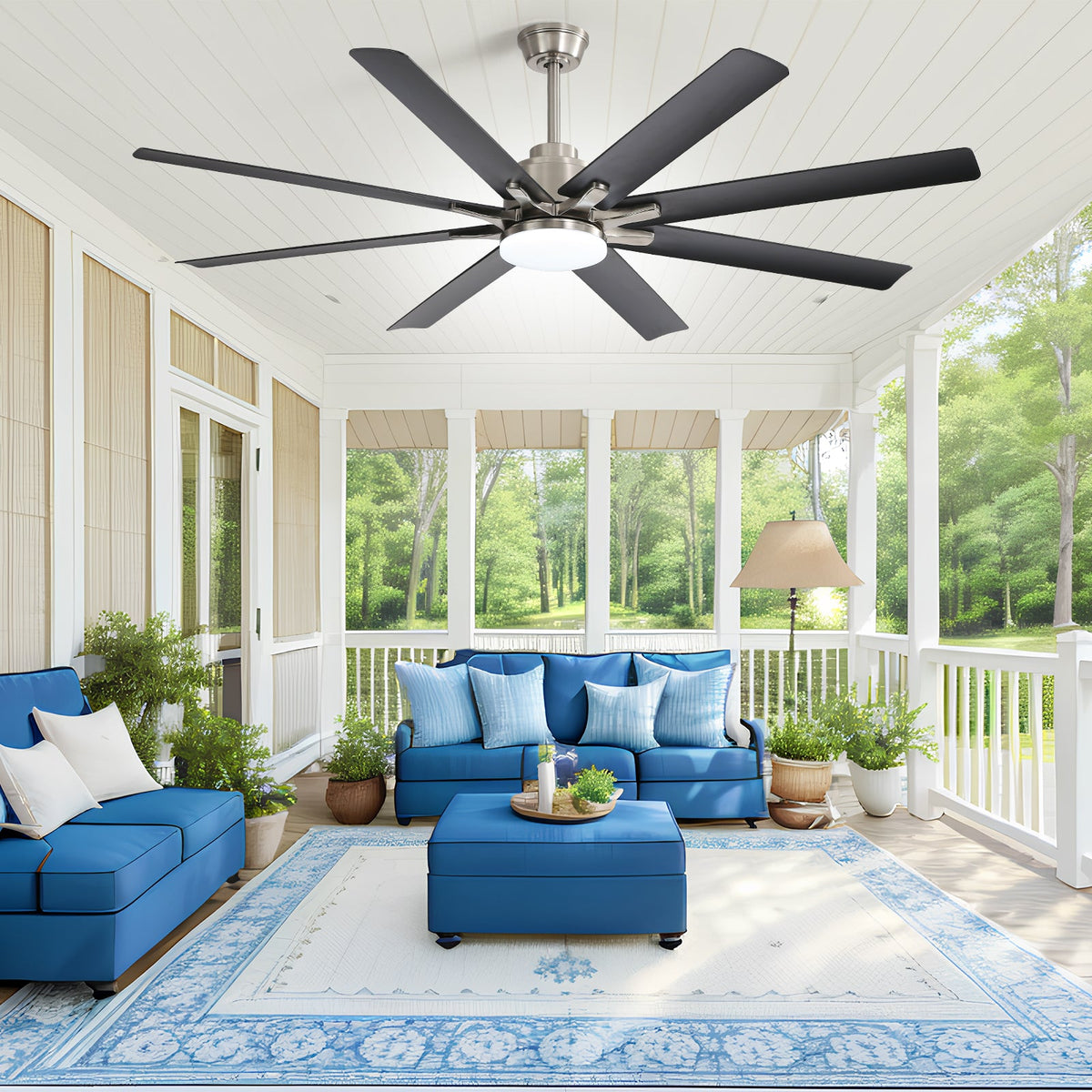66 Inch Large Ceiling Fan With Dimmable Led Light