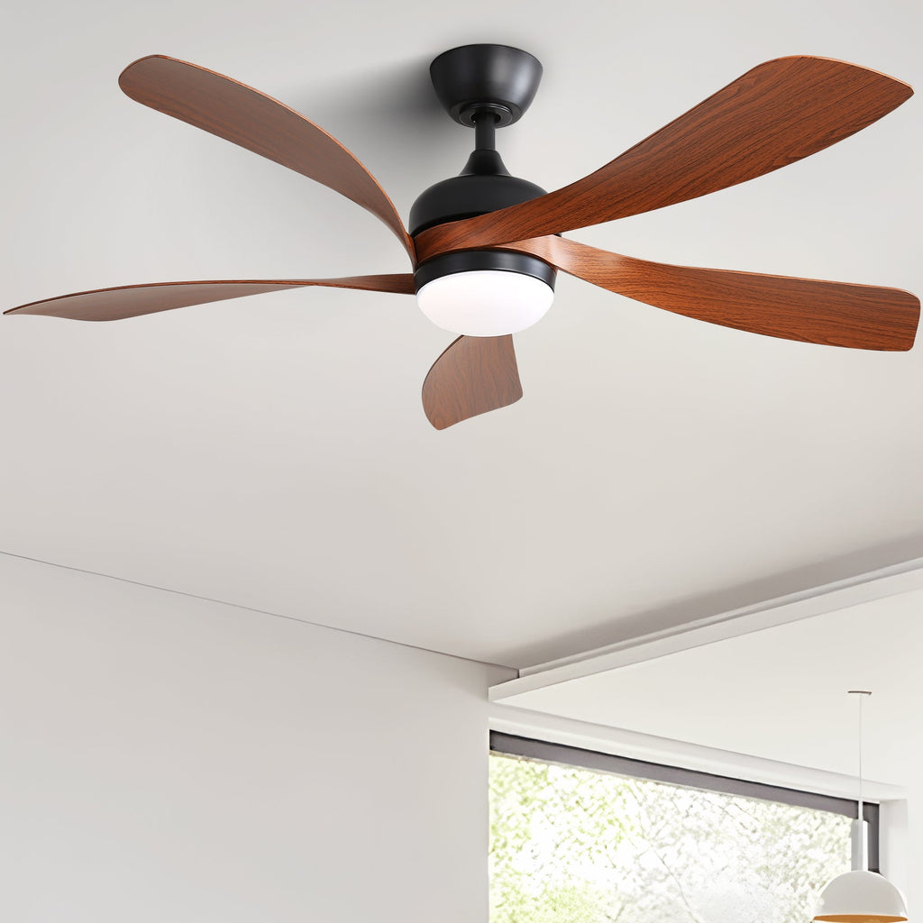 52 Inch Indoor Ceiling Fan With 3 Color Dimmable 5 ABS Blades Remote Control Reversible DC Motor