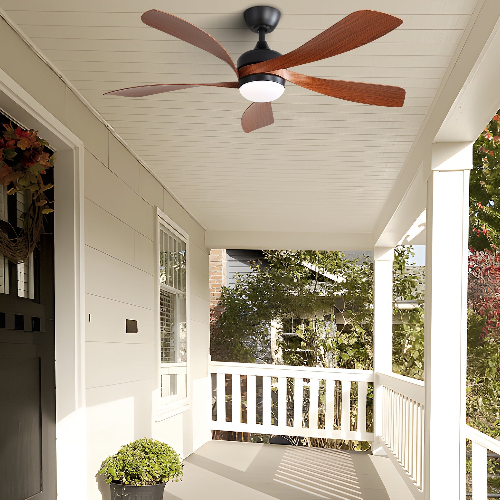 52 Inch Indoor Ceiling Fan With 3 Color Dimmable 5 ABS Blades Remote Control Reversible DC Motor
