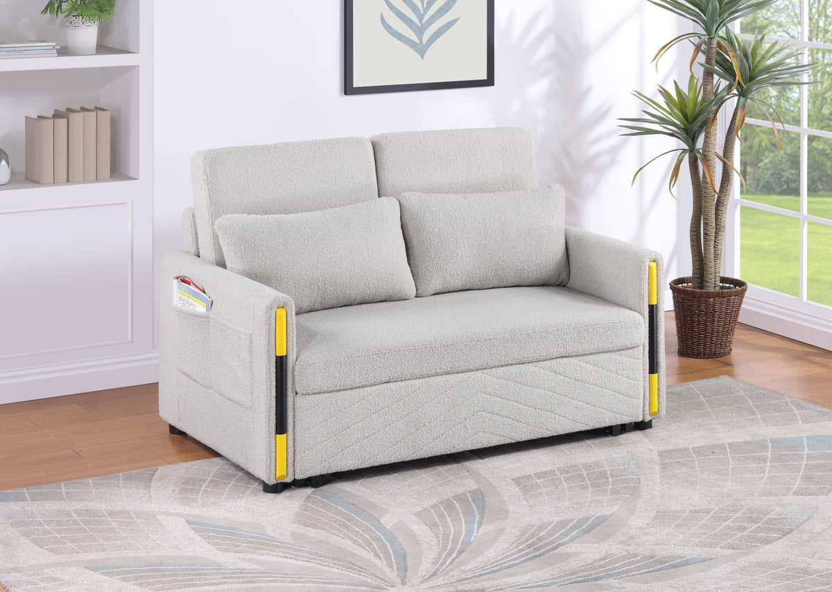 Percy 55.5"W Teddy Velvet Sleeper Loveseat