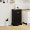 One Drawer and One-Compartment Tilt-Out Trash Cabinet - Black