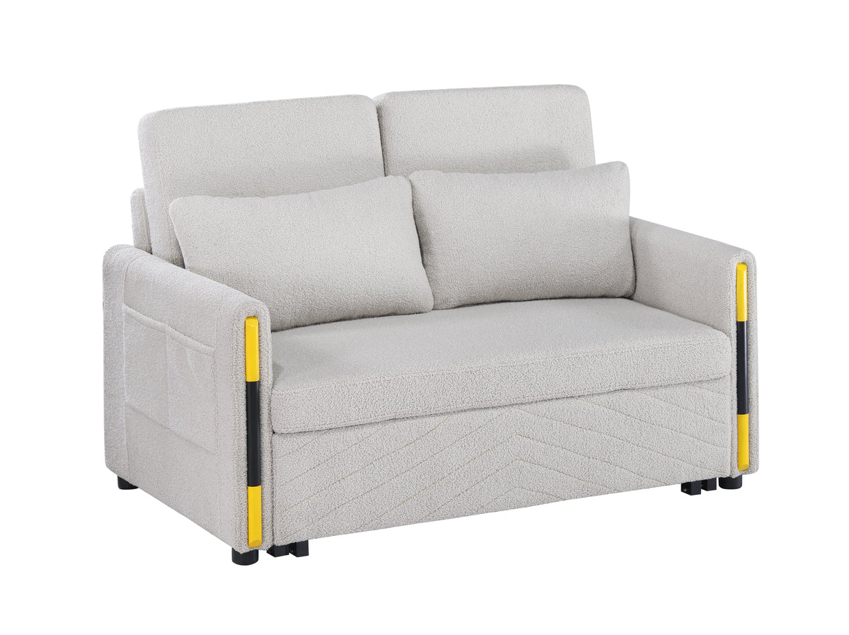 Percy 55.5"W Teddy Velvet Sleeper Loveseat