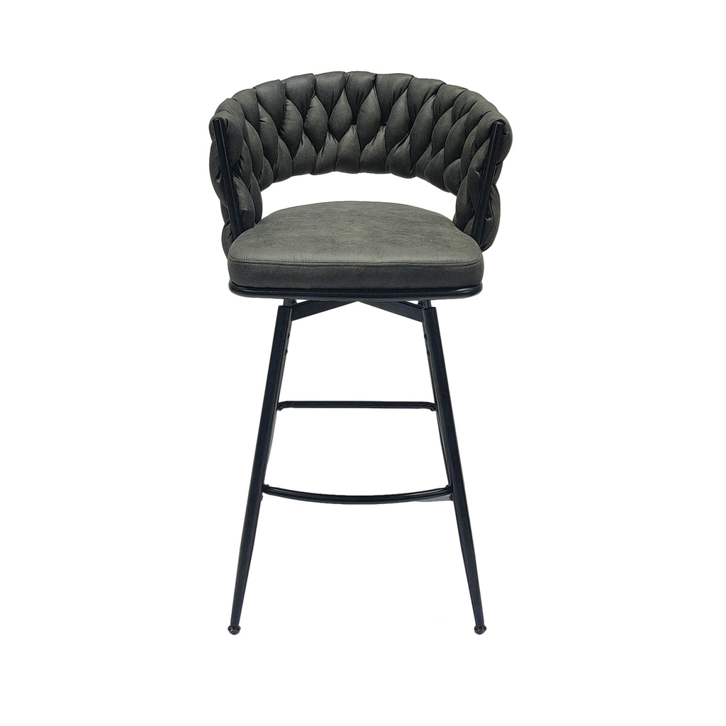 28" Technical Leather Woven Bar Stool Set of 2