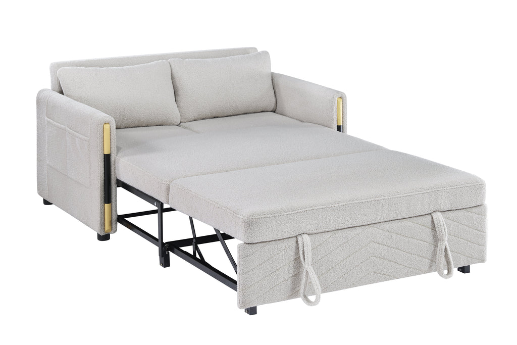 Percy 55.5"W Teddy Velvet Sleeper Loveseat