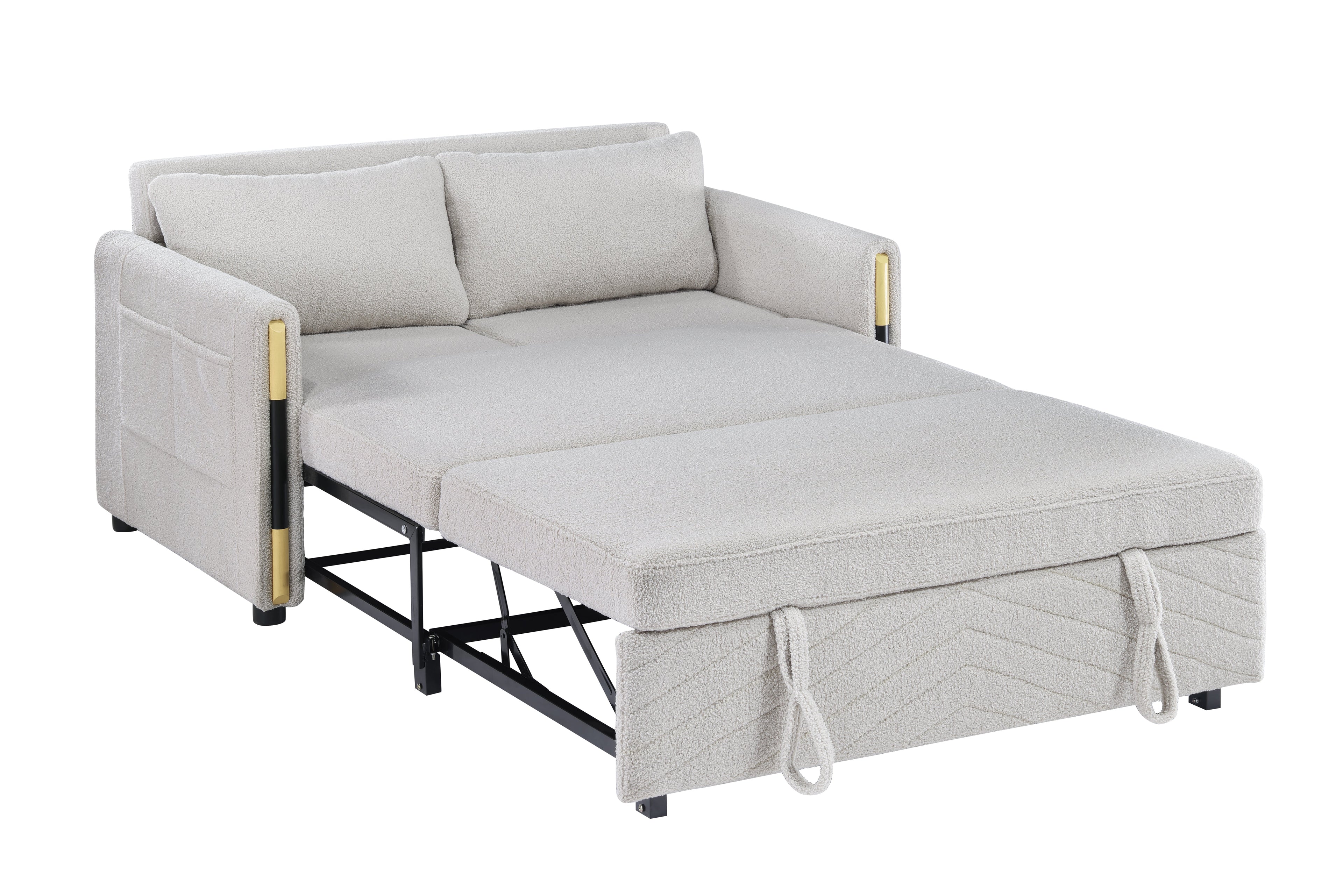 Percy 55.5"W Teddy Velvet Sleeper Loveseat