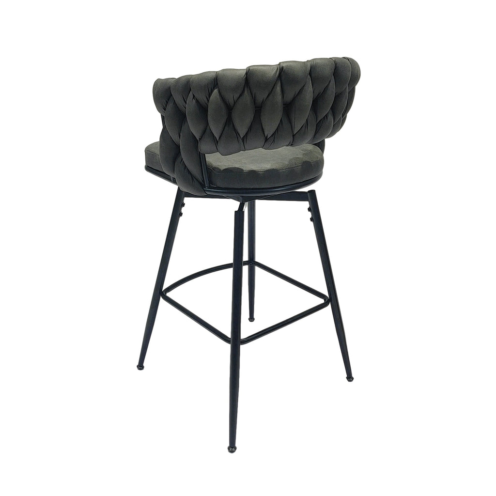28" Technical Leather Woven Bar Stool Set of 2
