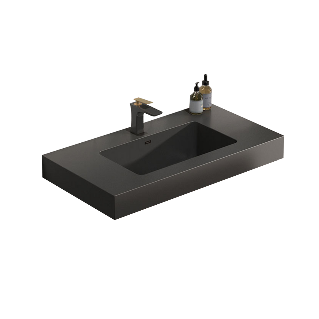 Matte Black Integrated Solid Surface Basin