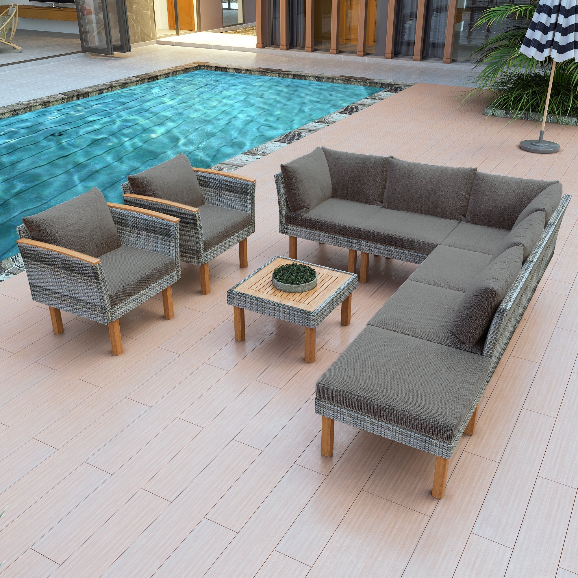 9-Piece Patio Rattan Furniture Set