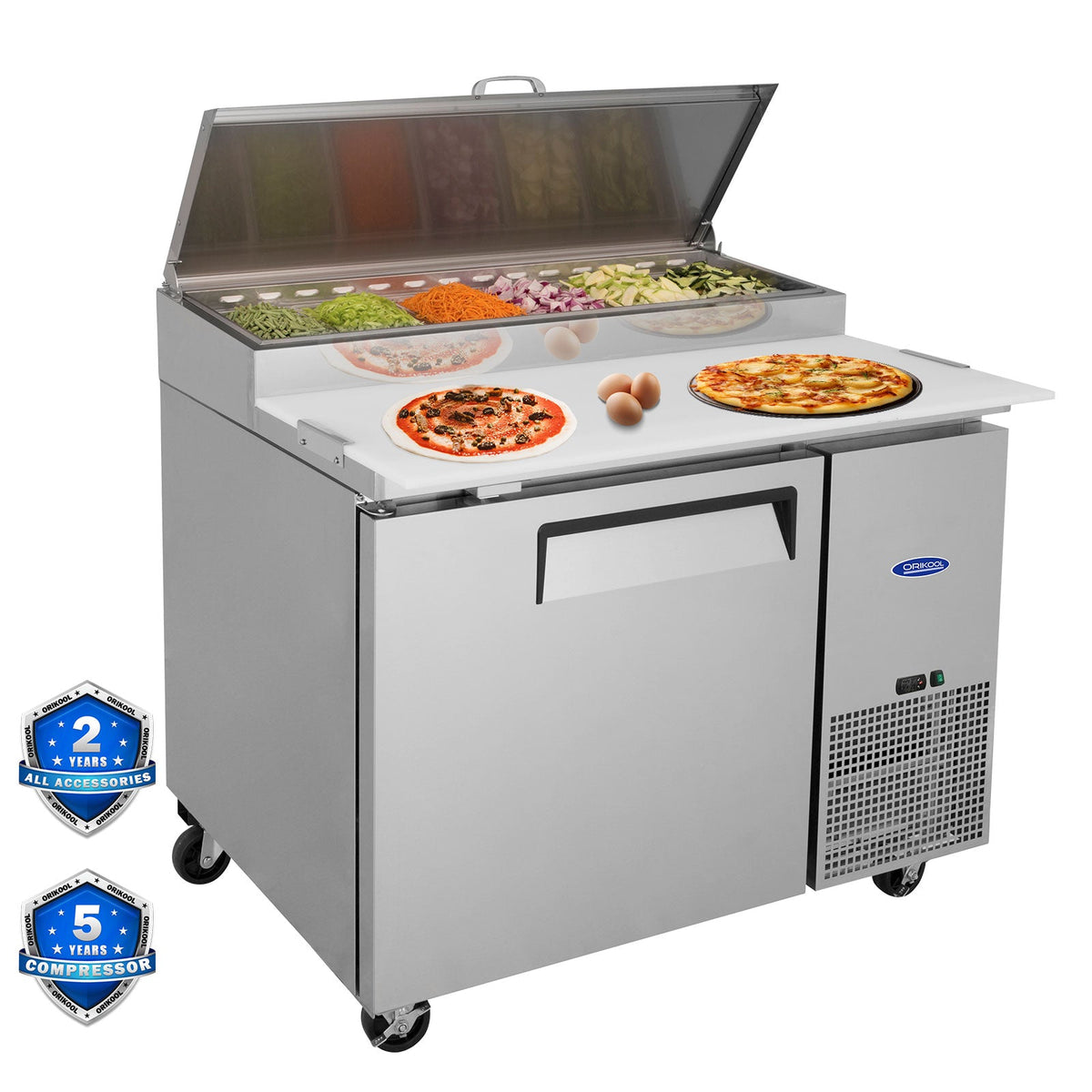 Orikool 44 In Commercial Pizza Prep Table with Refrigerator
