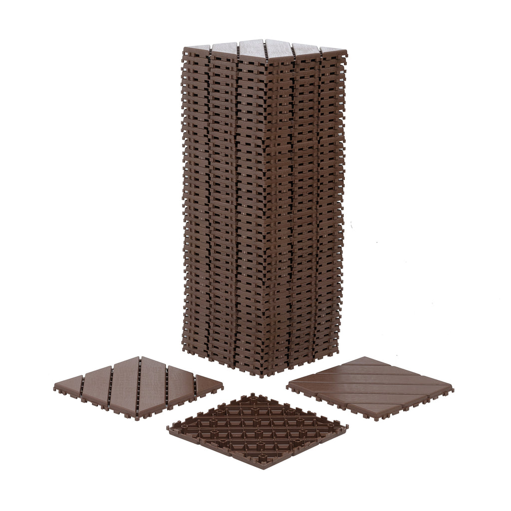 Plastic Interlocking Deck Tiles, 44 Pack