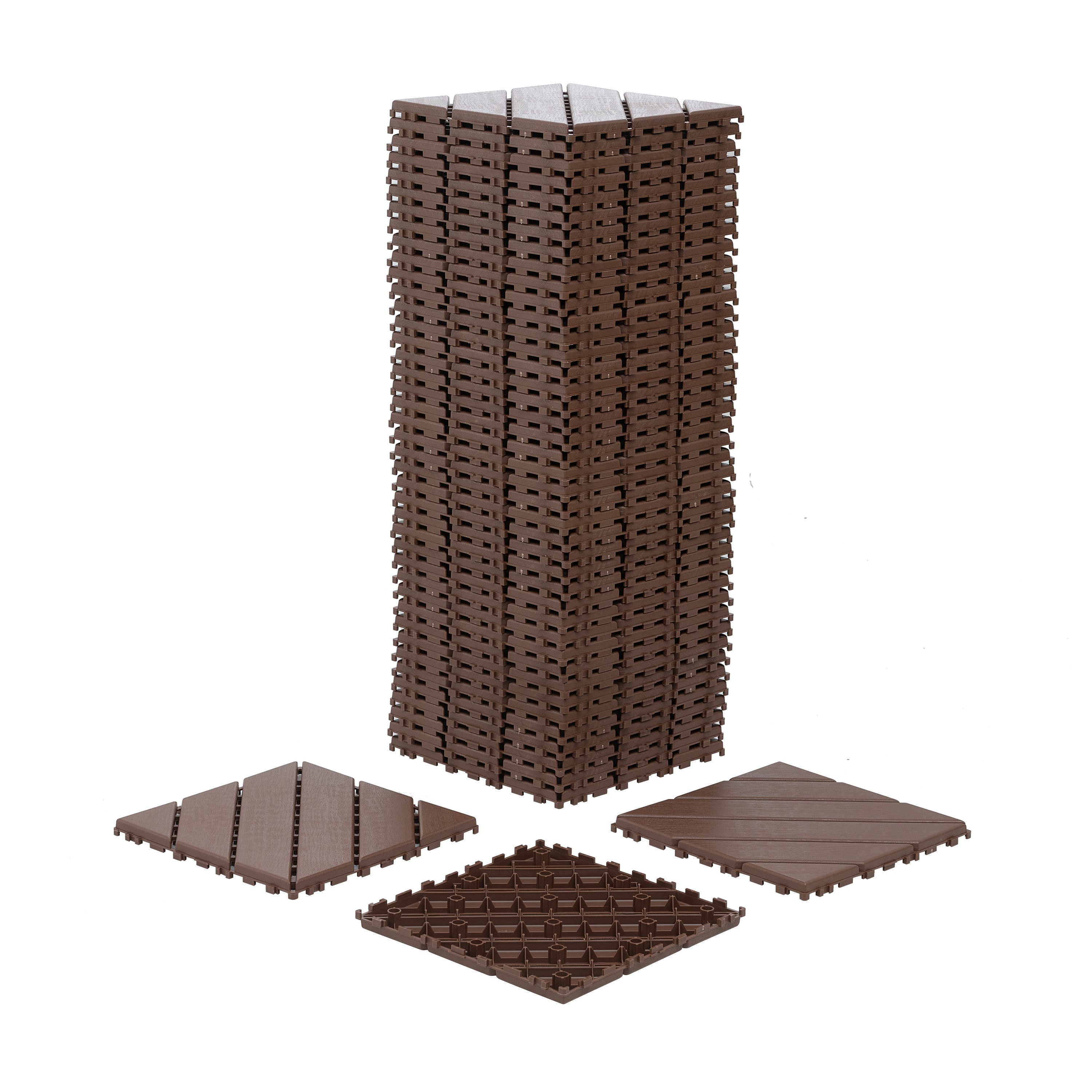 Plastic Interlocking Deck Tiles, 44 Pack