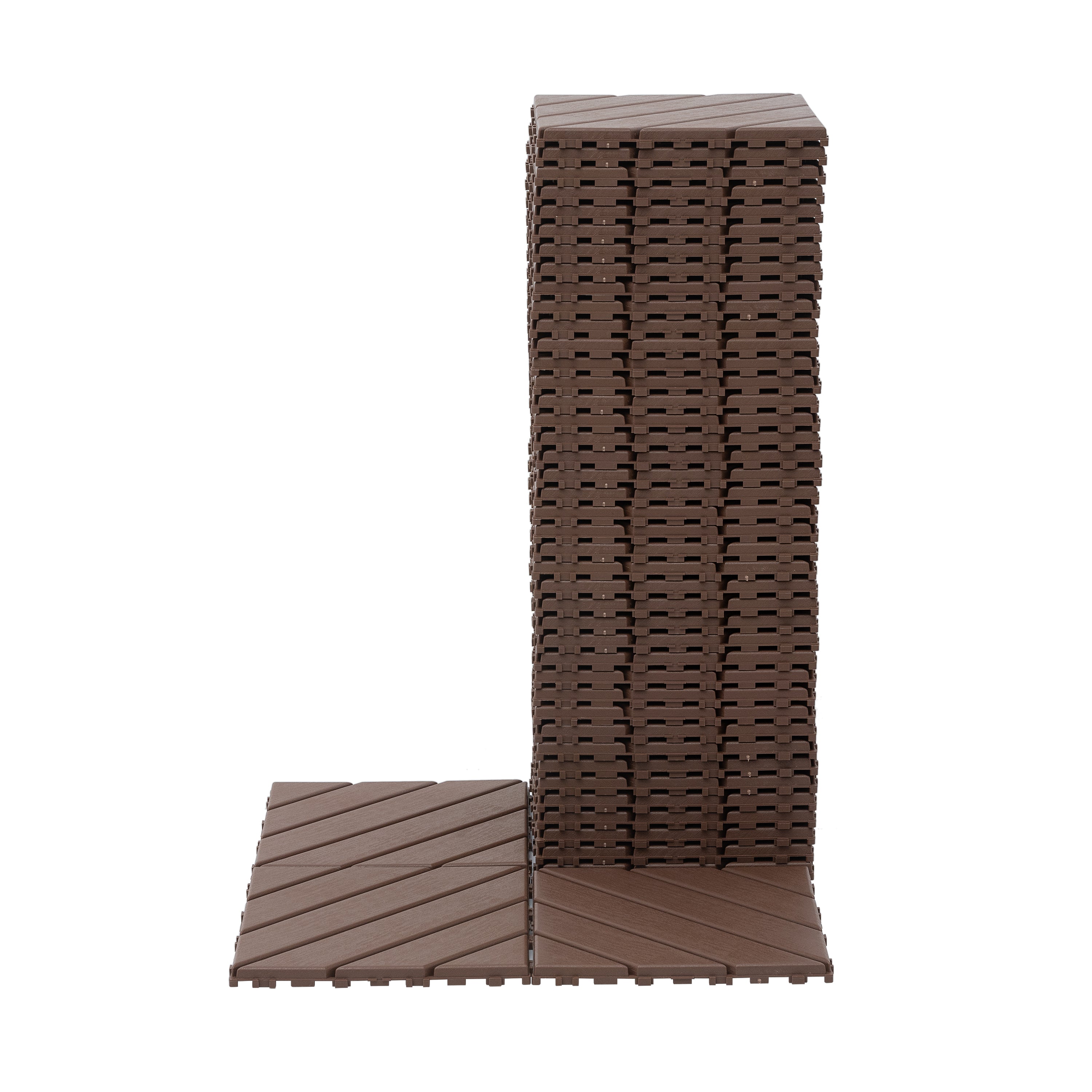 Plastic Interlocking Deck Tiles, 44 Pack